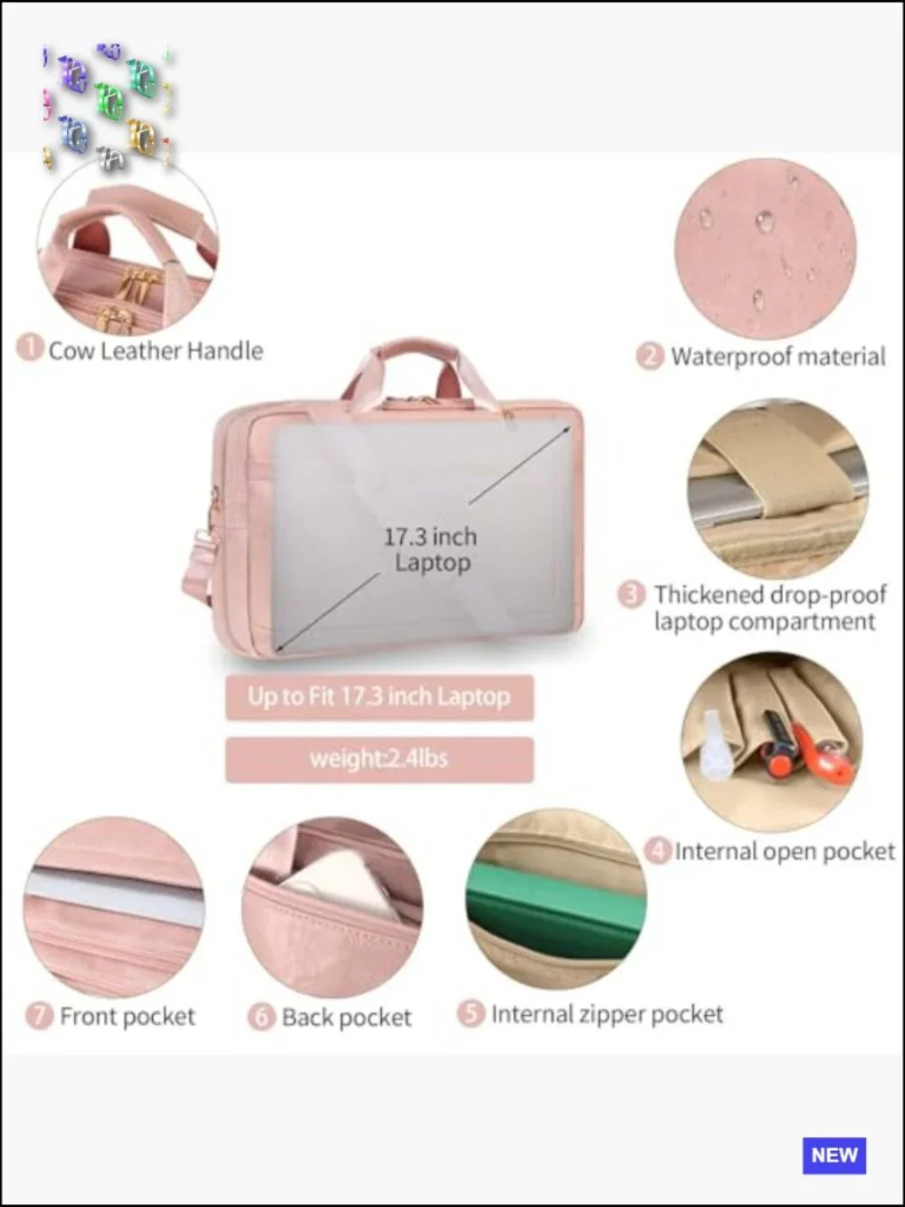Faux Leather Messenger Bag for Laptop 17.3